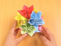 Hướng dẫn gấp giấy origami hình cầu bông hoa kusudama